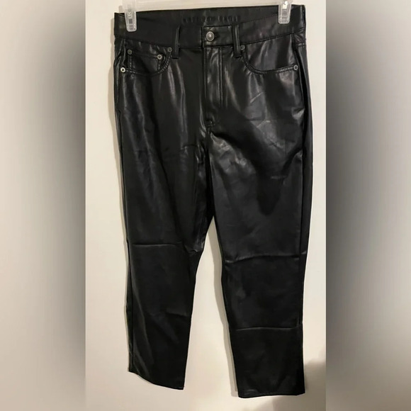 Sz US 10 short AE stretch vegan leather super high waisted straight pant black - Picture 8 of 10